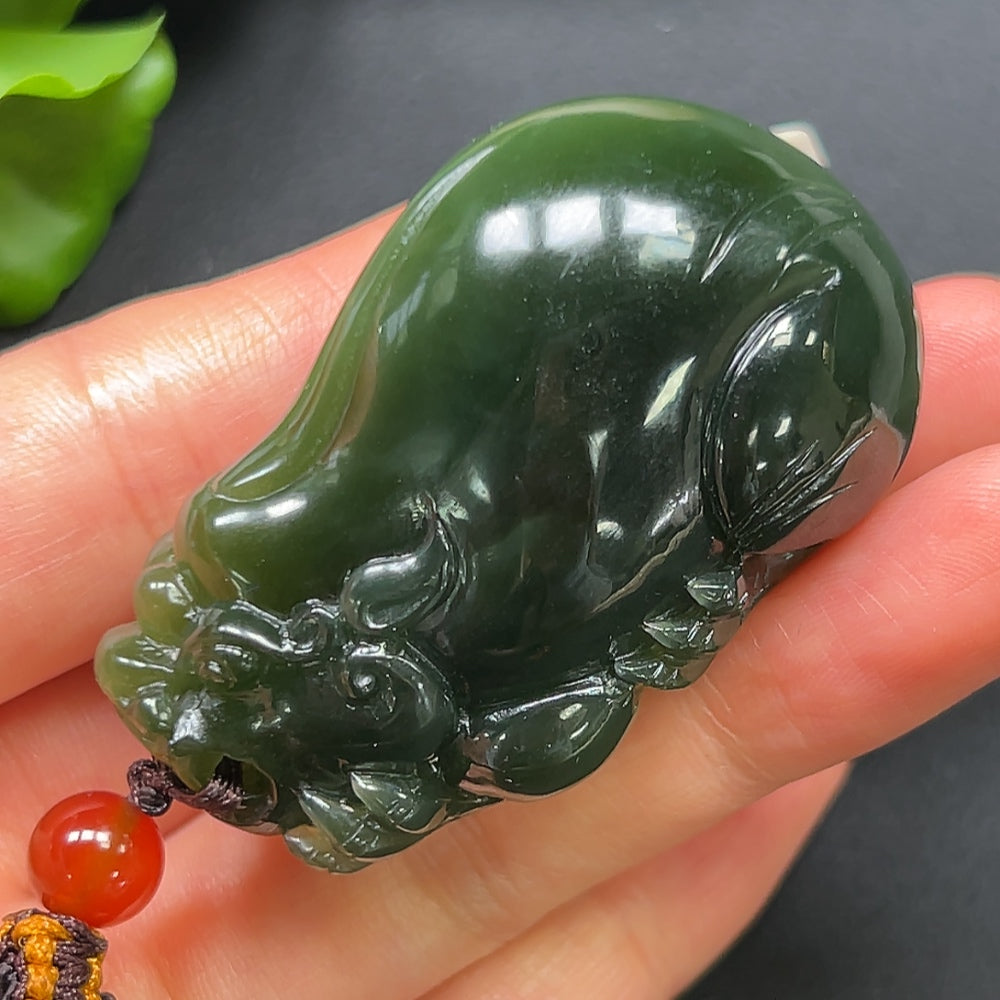 Hetian Jade Pi Xiu Pendant Including Rope