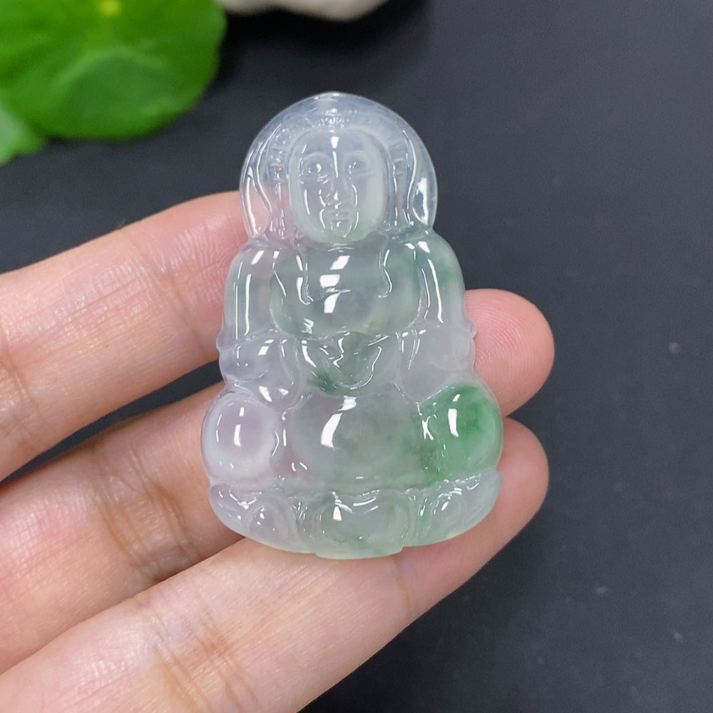 Jadeite Guanyin Pendant, Total Weight Approx. 9g