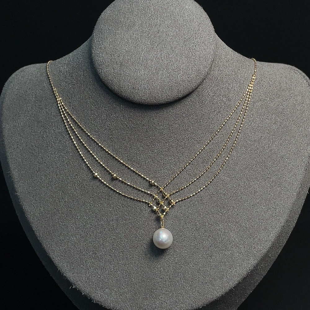 Seawater Pearl Inlaid Necklace 18k Gold Approx. 7.8mm Carat Product Weight Including Chain Approx. 2.98g