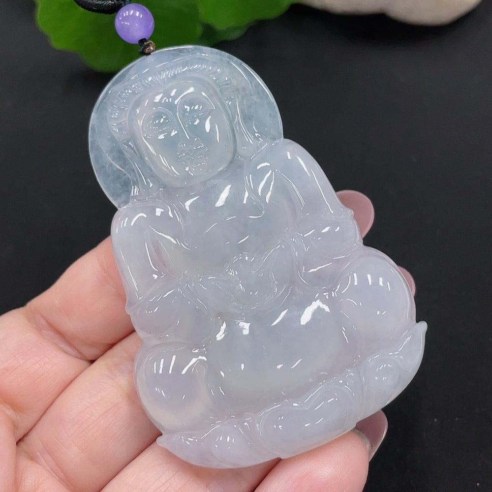Jadeite Guanyin Pendant, total weight approx. 36.9g (accompanying beads non-grade A)