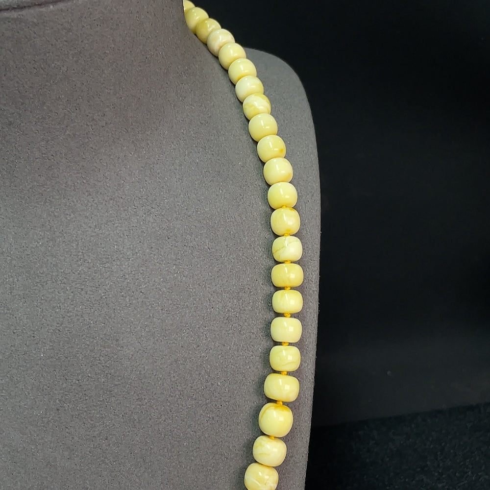 Amber Beeswax Beaded Necklace with Non-Natural Clasp, Total Weight Approx. 29.04g, Size 6.9-11.3mm