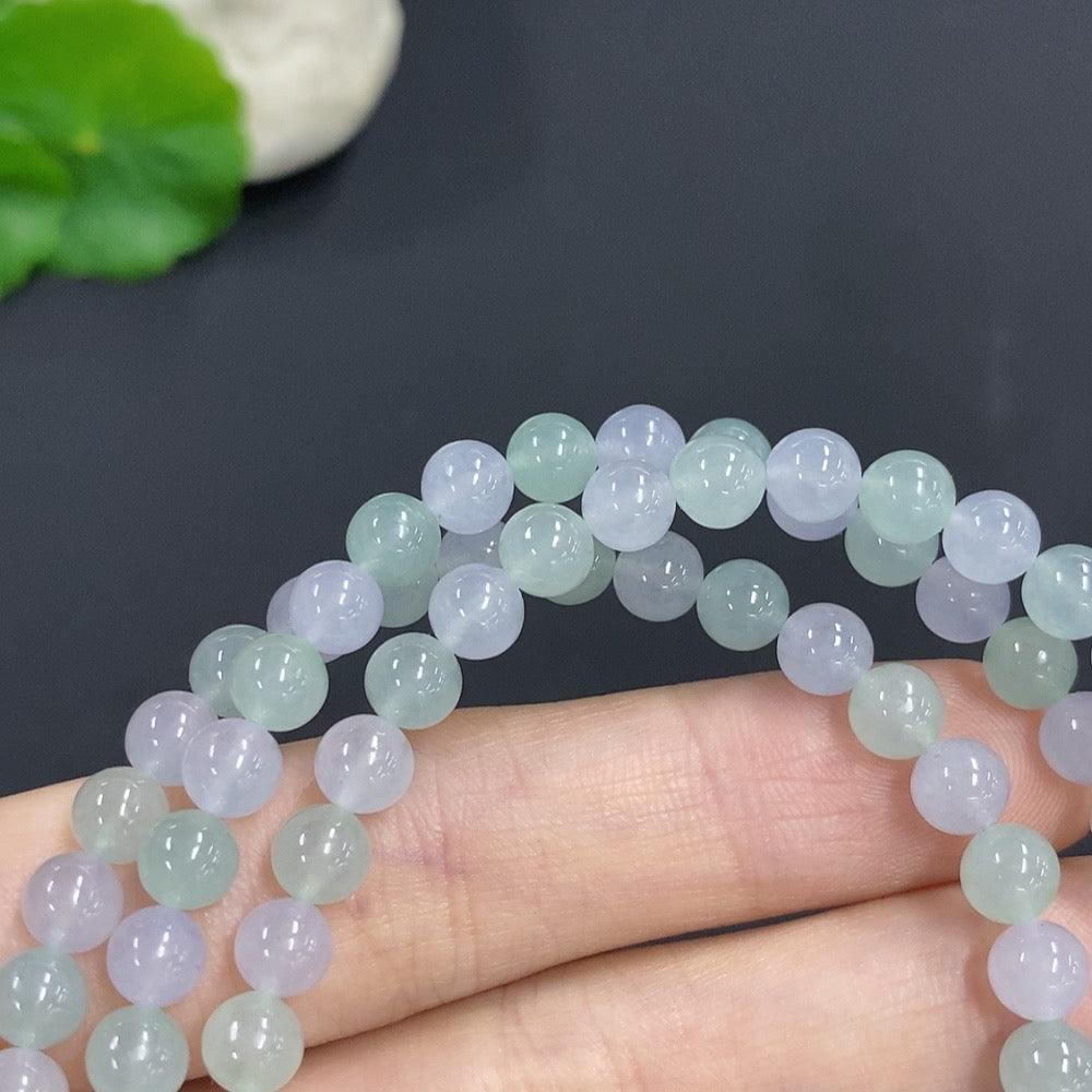 Jadeite Bead Necklace Non-Gold Total Weight Approx. 37g Size 5.5mm Contains Minor Colored Polishing Powder