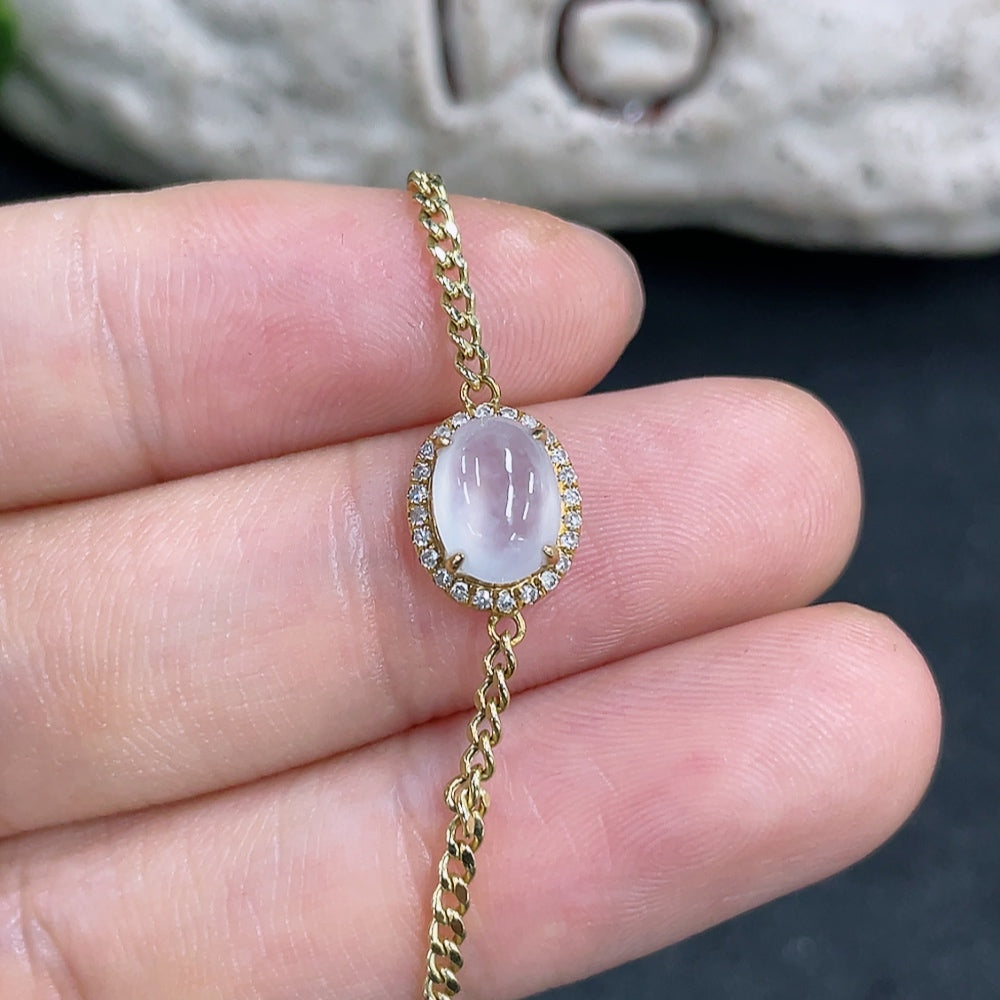 Jadeite cabochon bracelet with 18k gold and diamond accents