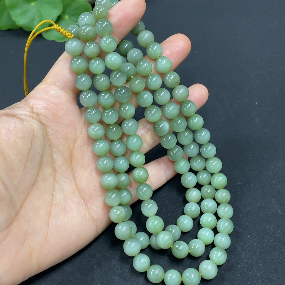 Hetian Jade Jasper Bead Necklace, approx. 7.8mm, total weight approx. 86.6g