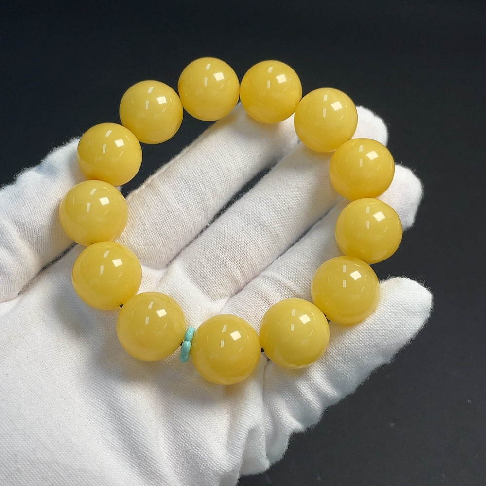 Amber Beeswax Bracelet with Turquoise