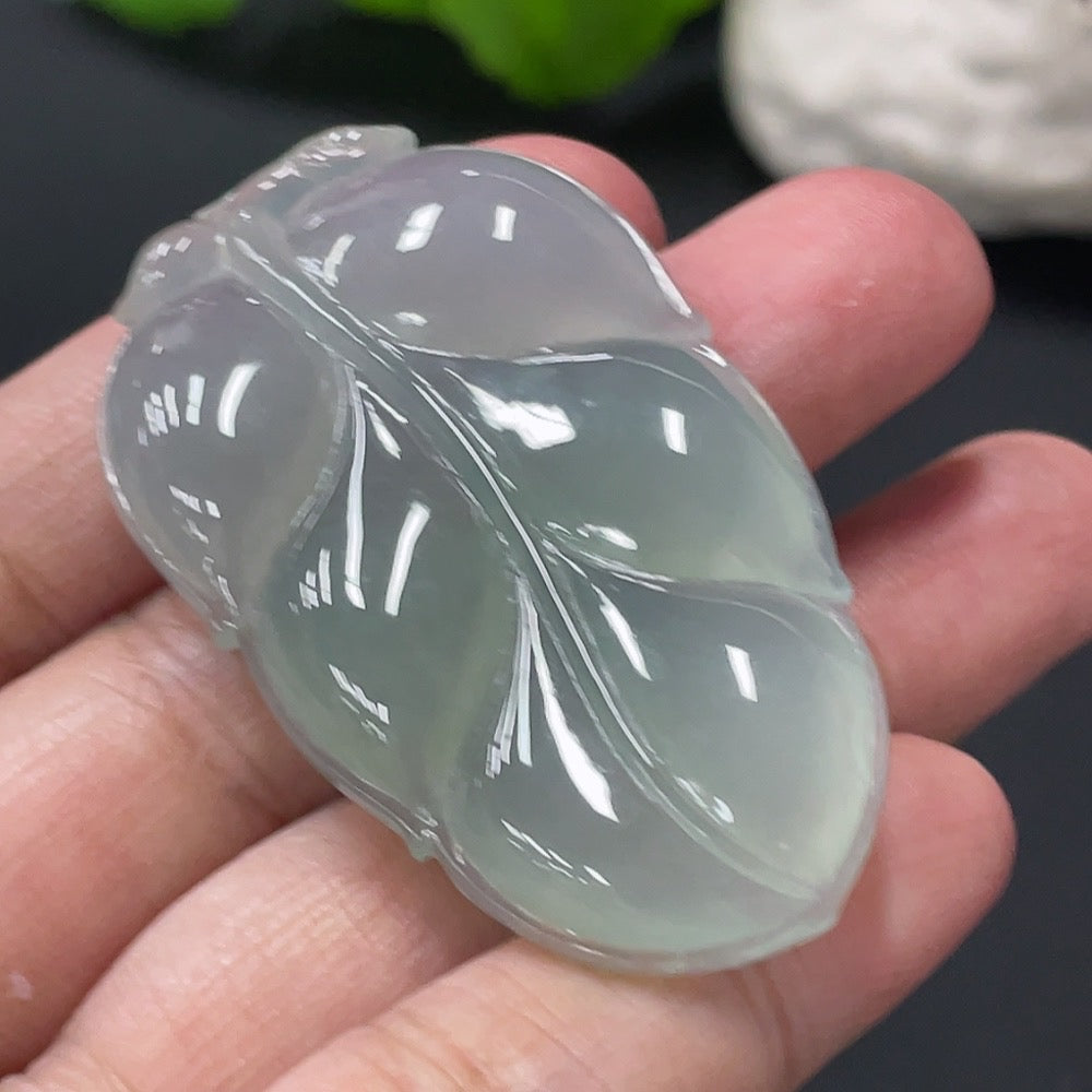 Jadeite Leaf Pendant Total Weight Approx. 17.7g