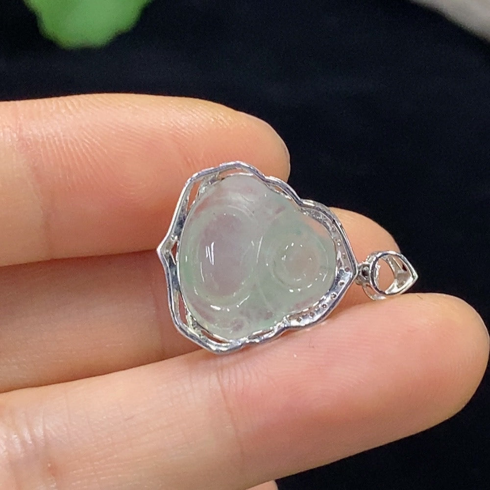 JadeiteBuddha Pendant with 18K Gold, Total Weight Approx. 2.3g