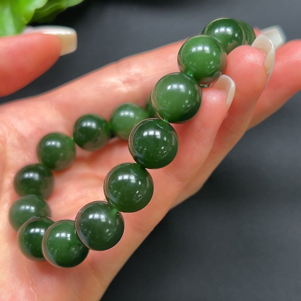 Hetian Jade Jasper Bracelet 12mm Approx. 45.35g