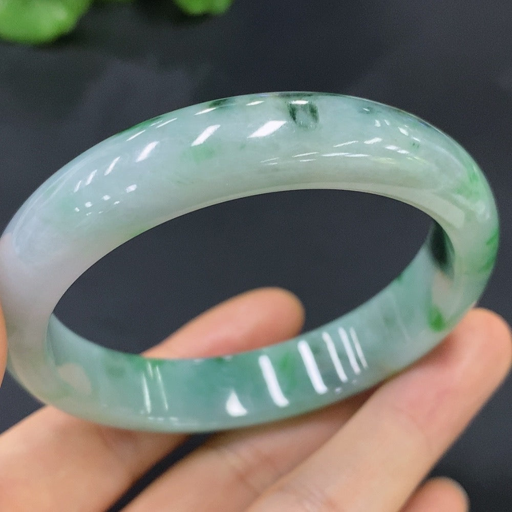 Jadeite Round Bracelet Size 55.3 with Other Mineral Components Total Weight 47.221g