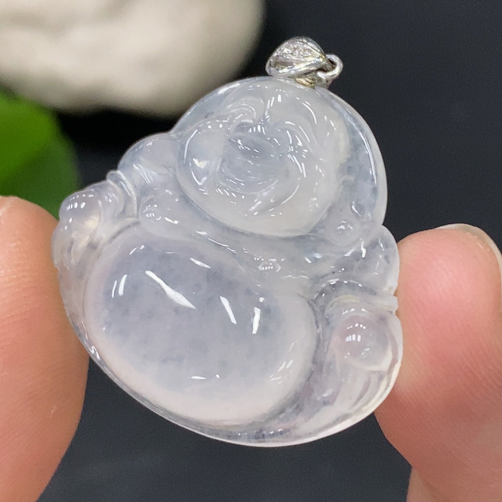 Jadeite Pendant Total Weight Approx. 6.72g Buddha Pendant with 18K Bail