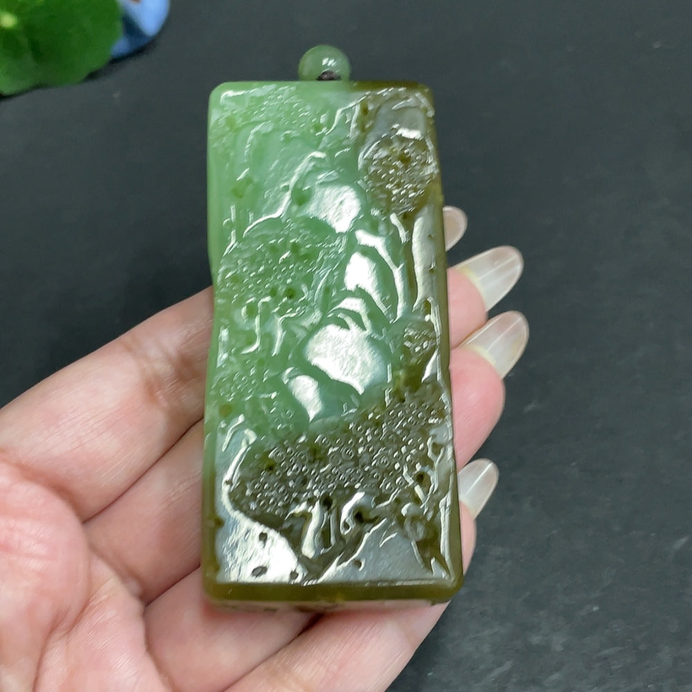 Hetian Jade Pendant - Landscape Plaque