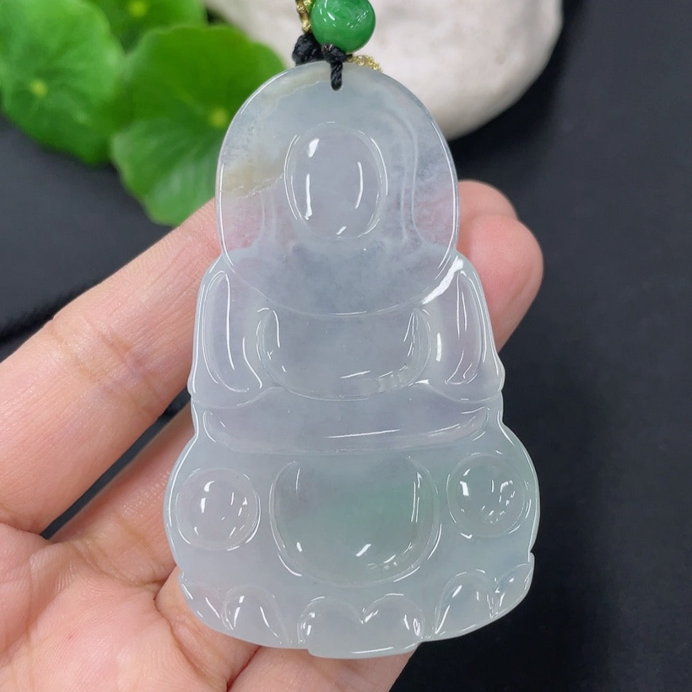 Jadeite Guanyin Pendant Total Weight Including Rope Approx. 31.4g