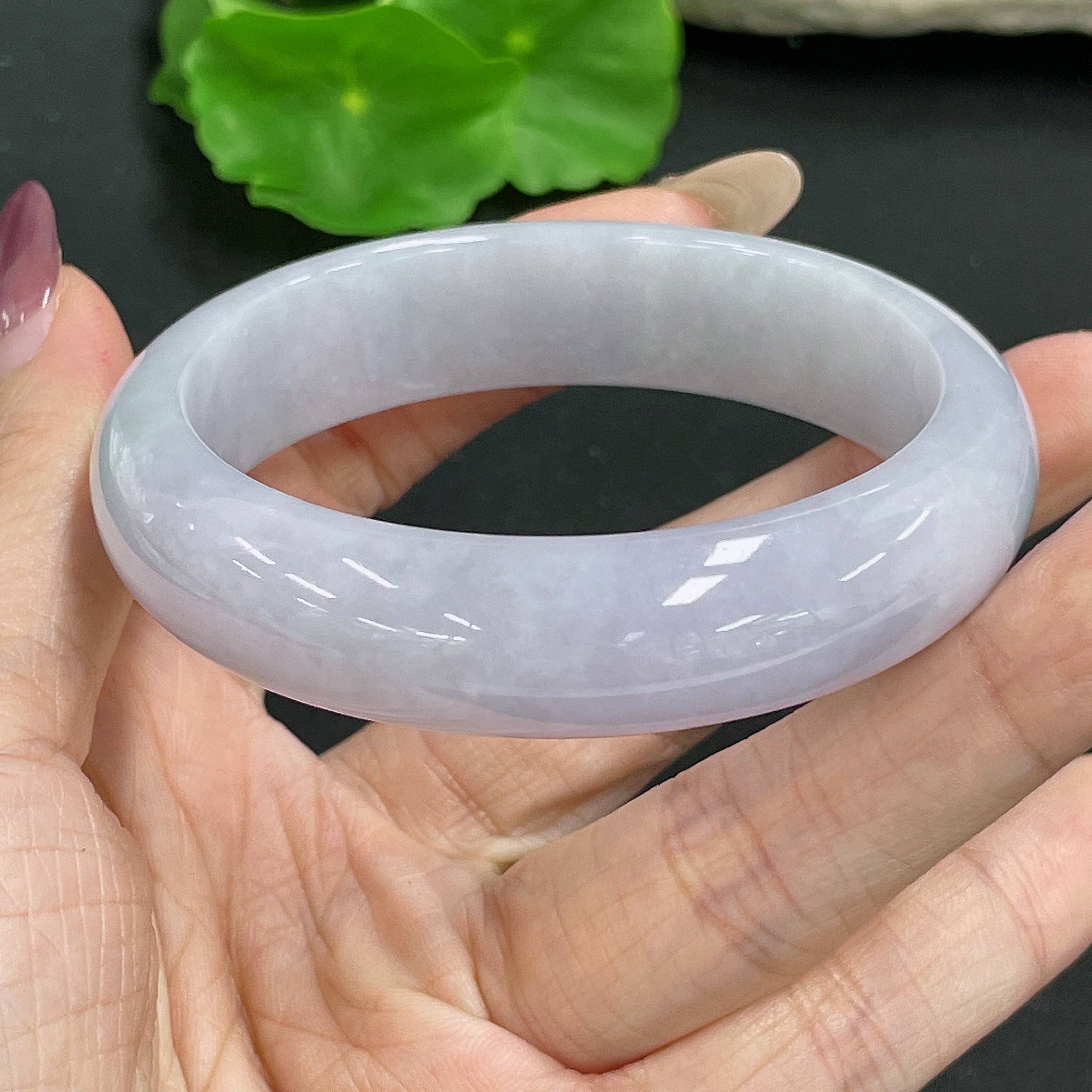 Jadeite Round Bangle, Total Weight Approx. 59.6g, Size 56.4