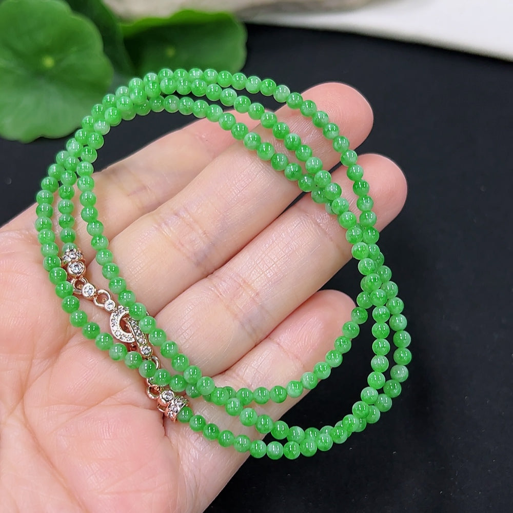Jadeite Bead Necklace Approx. 3.2mm (Non-Gold Inlaid)