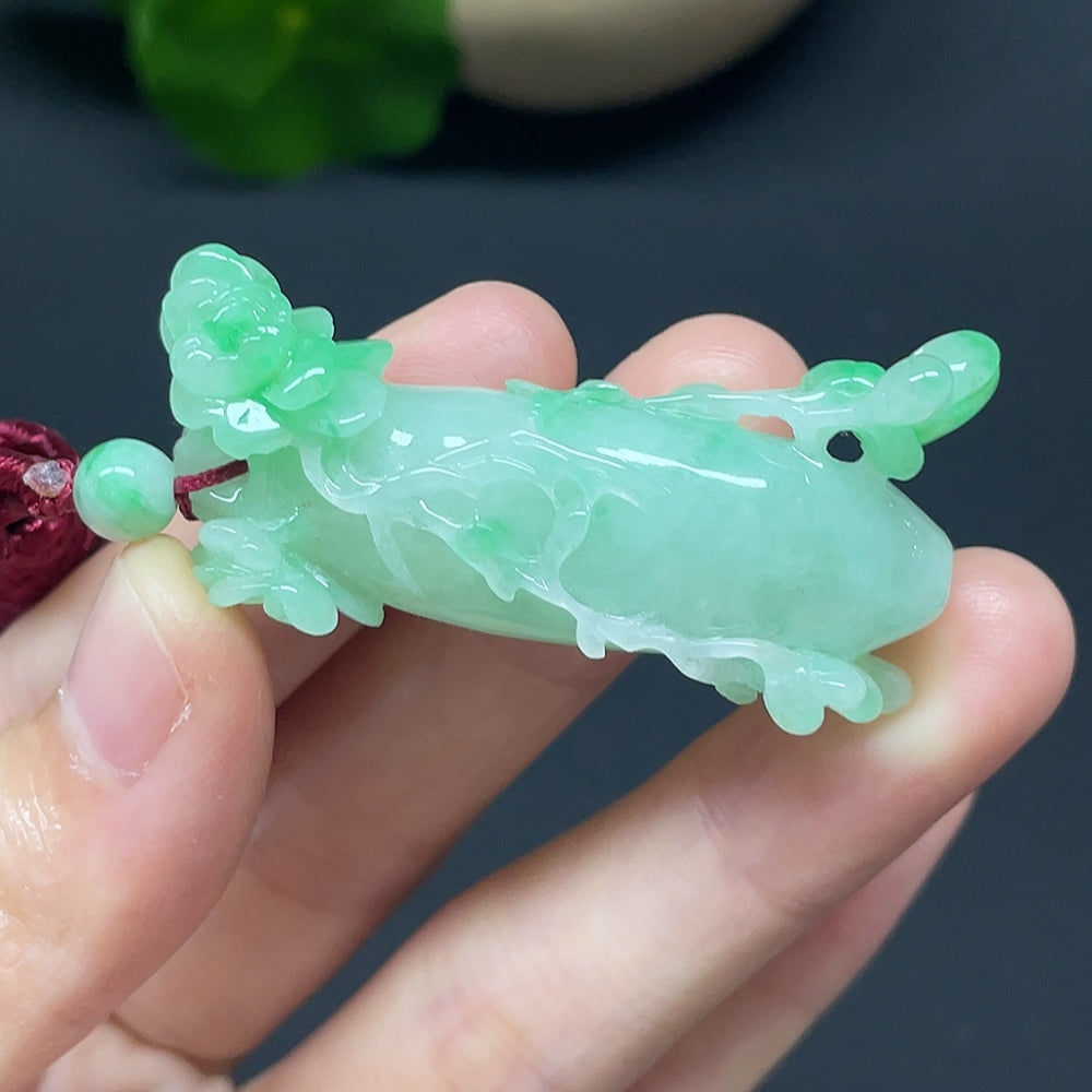 Jadeite Blossom of Wealth and Honor Pendant with Cord Total Weight Approx. 21.41g