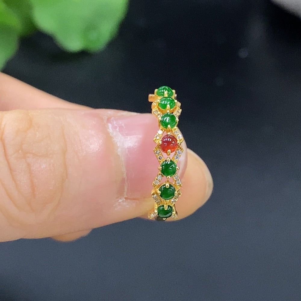 Jadeite Inlaid Ring 18k Size 13 Total Weight Approx. 1.29g Color Origin Undetermined