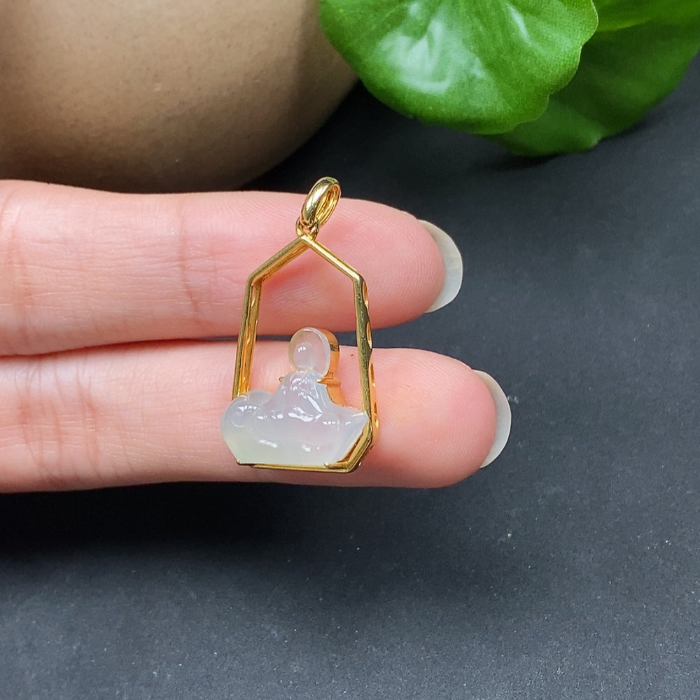 Jadeite Inlaid Pendant Formless Buddha 18k