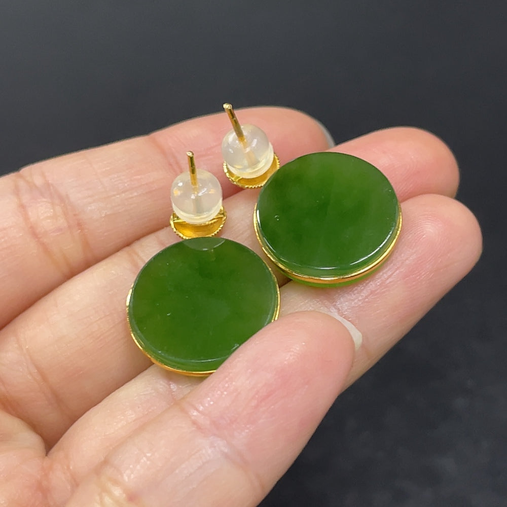 Hetian Jade Jasper Plain Pendant Earrings