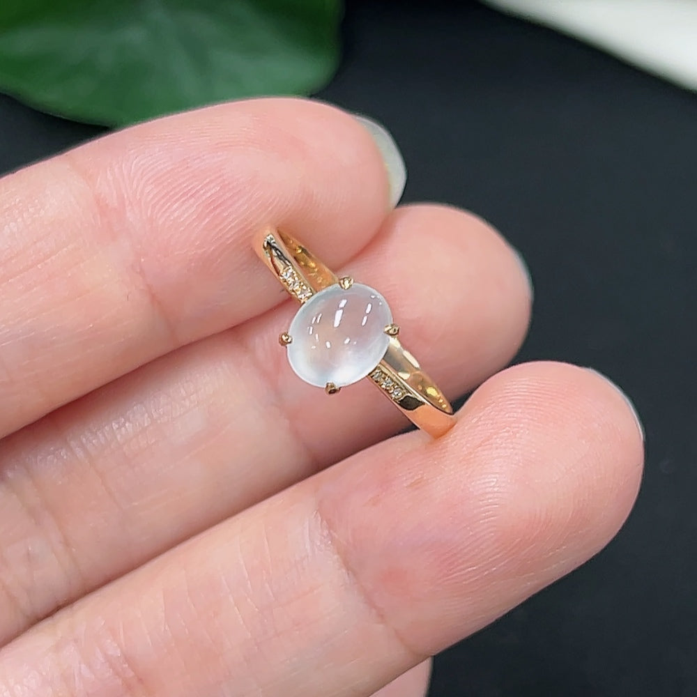 Jadeite Ring in 18K Gold (With Diamond Accents)
