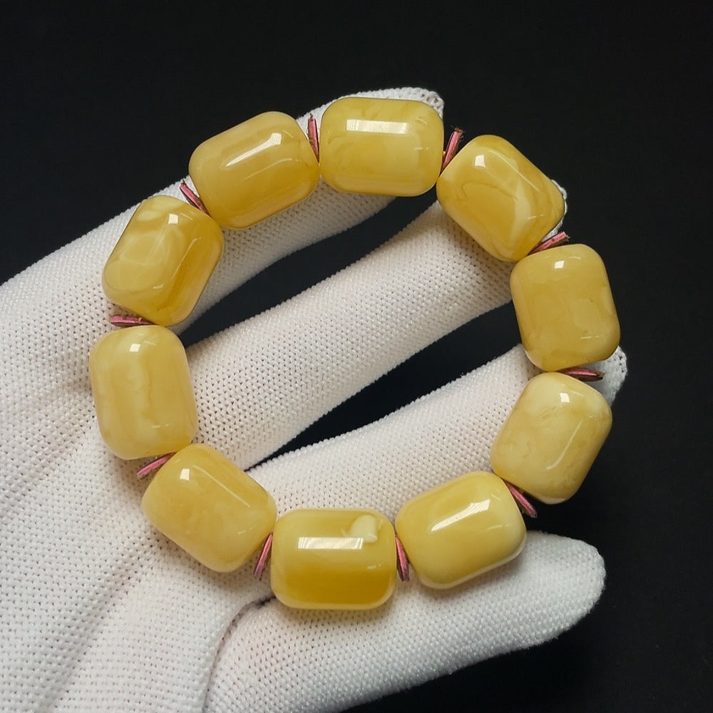 Amber Beeswax Bracelet, Total Weight Approx. 24.1g, Size About 13.5mm