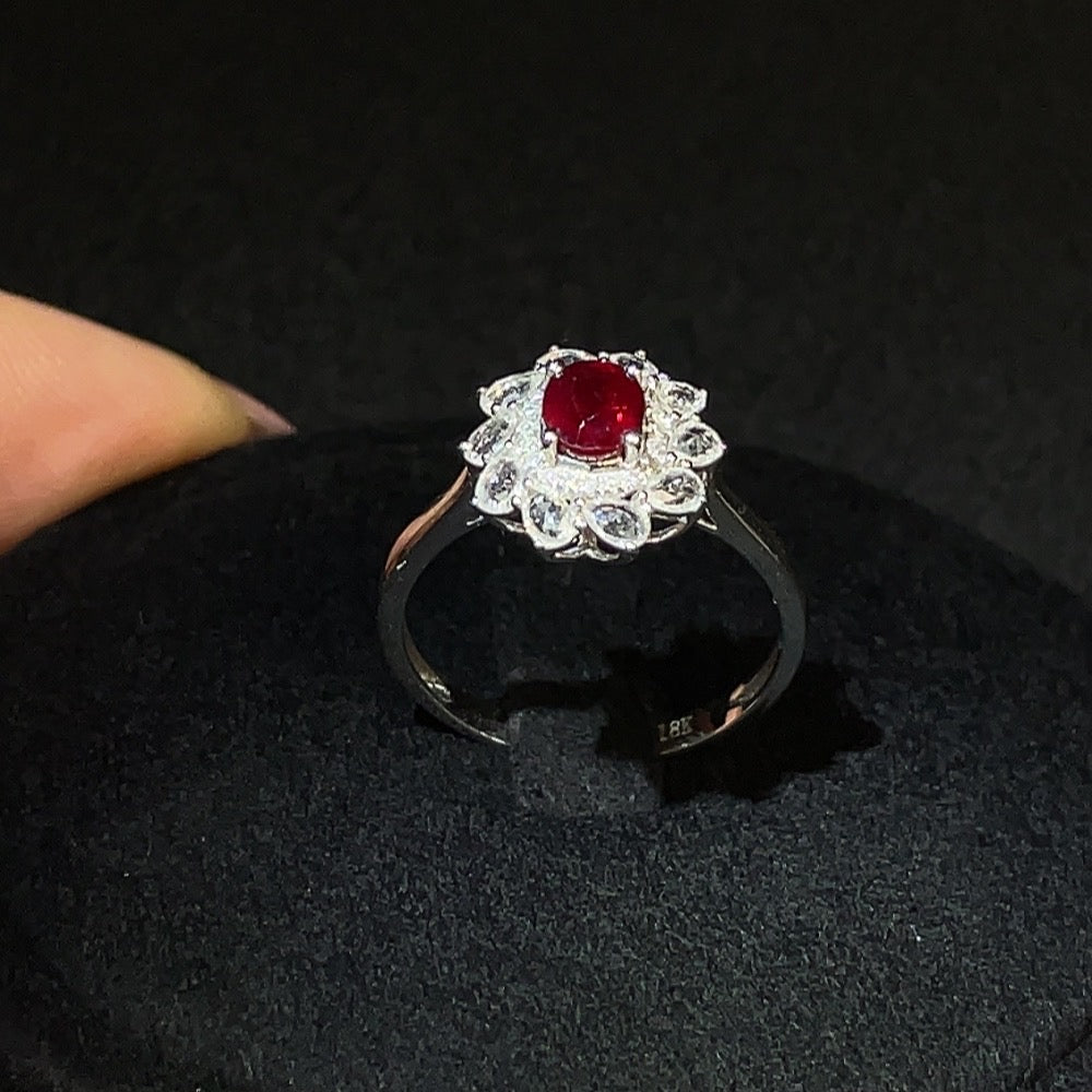 Ruby Ring with Diamond Accents (Minimum Accent Stones Only) 18k Gold
