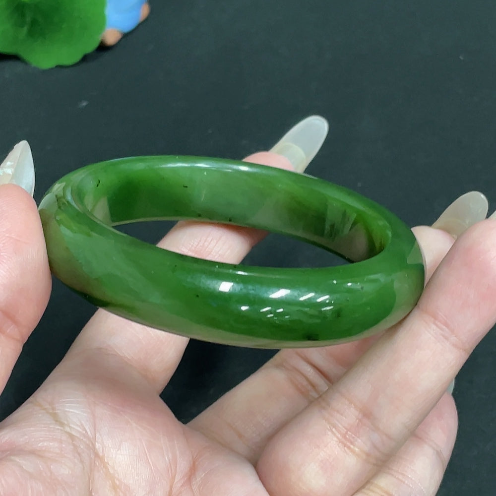 Hetian Jade Round Bracelet, 57.4 inner diameter, total weight approx. 60.7g