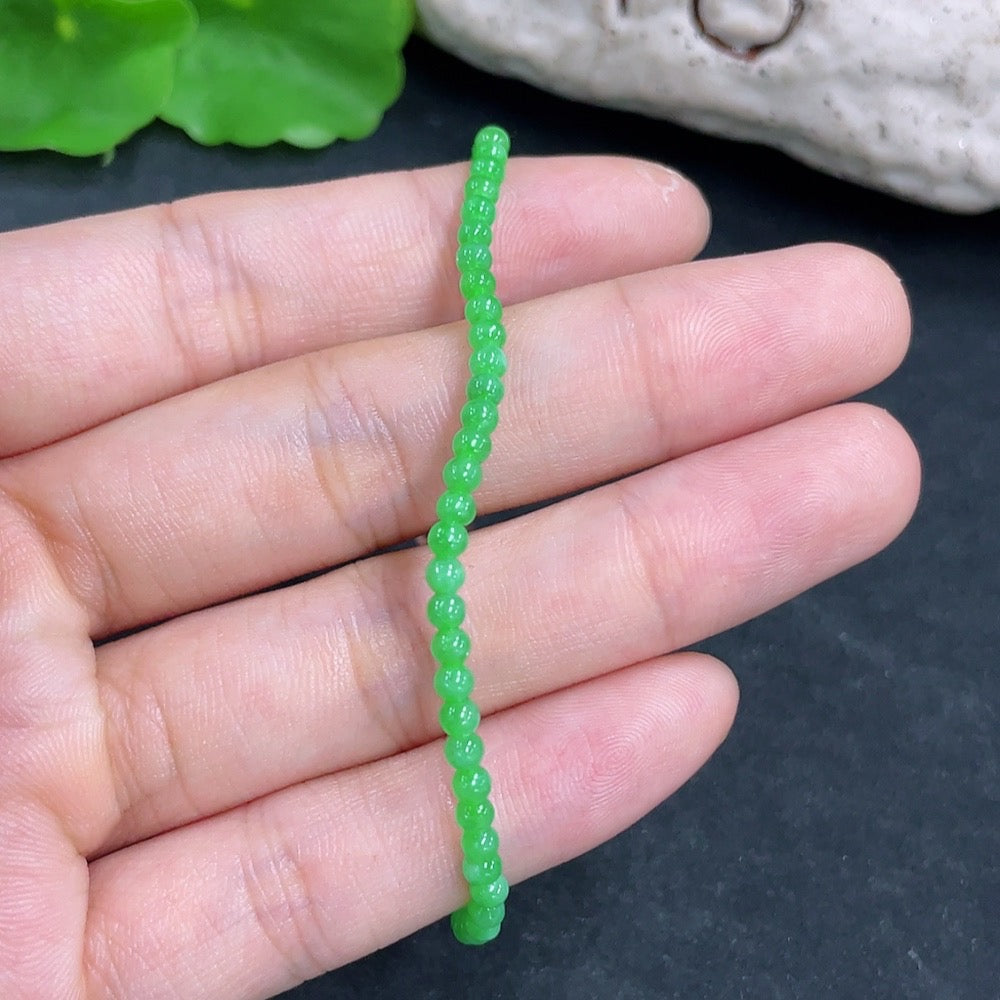 Jadeite Beads Bracelet Approx. 2.8mm Non-Gold Inlaid