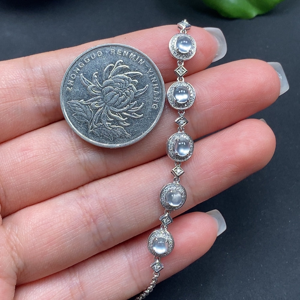 Jadeite Inlaid Bracelet with Diamond Accents 18k