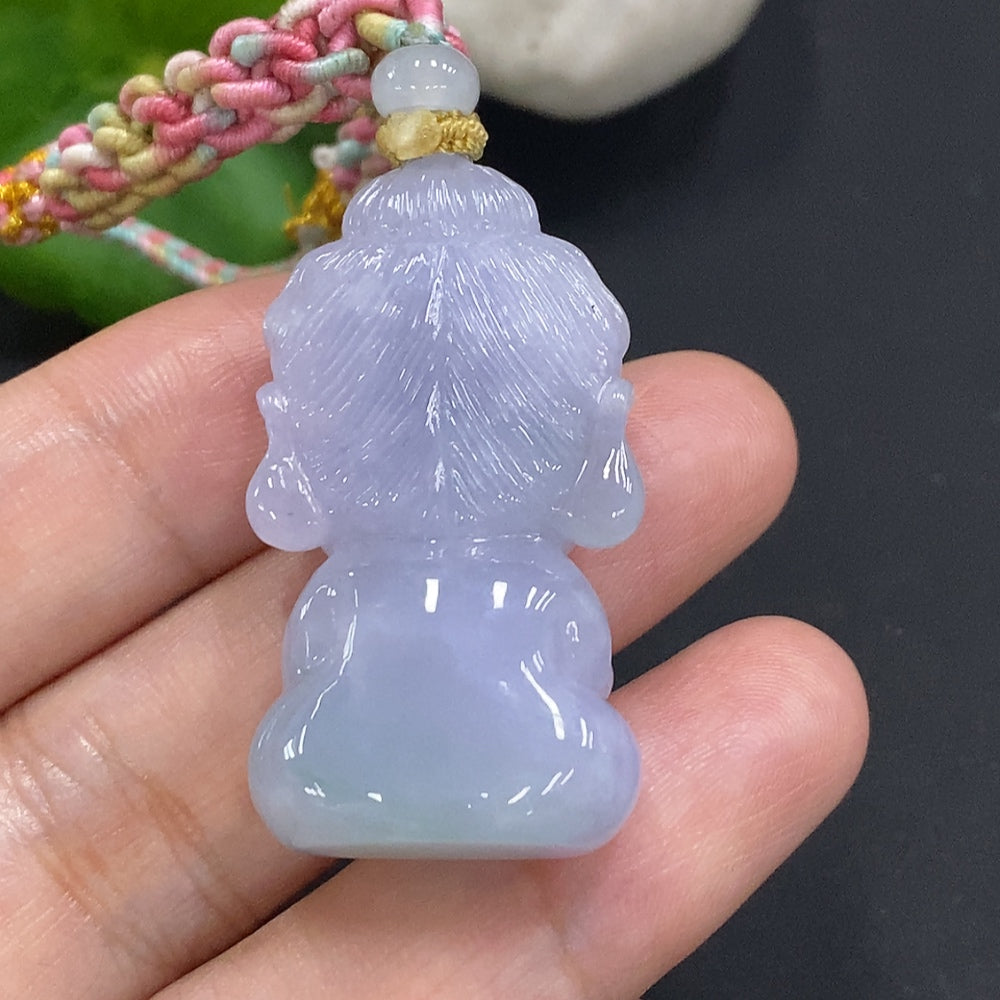 Jadeite Baby Buddha Pendant, total weight including cord approx. 19.6g