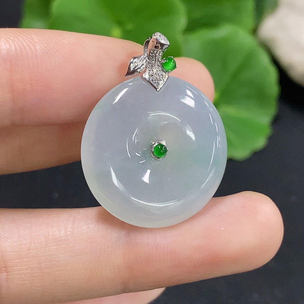 Jadeite Safety Buckle Pendant 18K Gold (with Diamond Accents)
