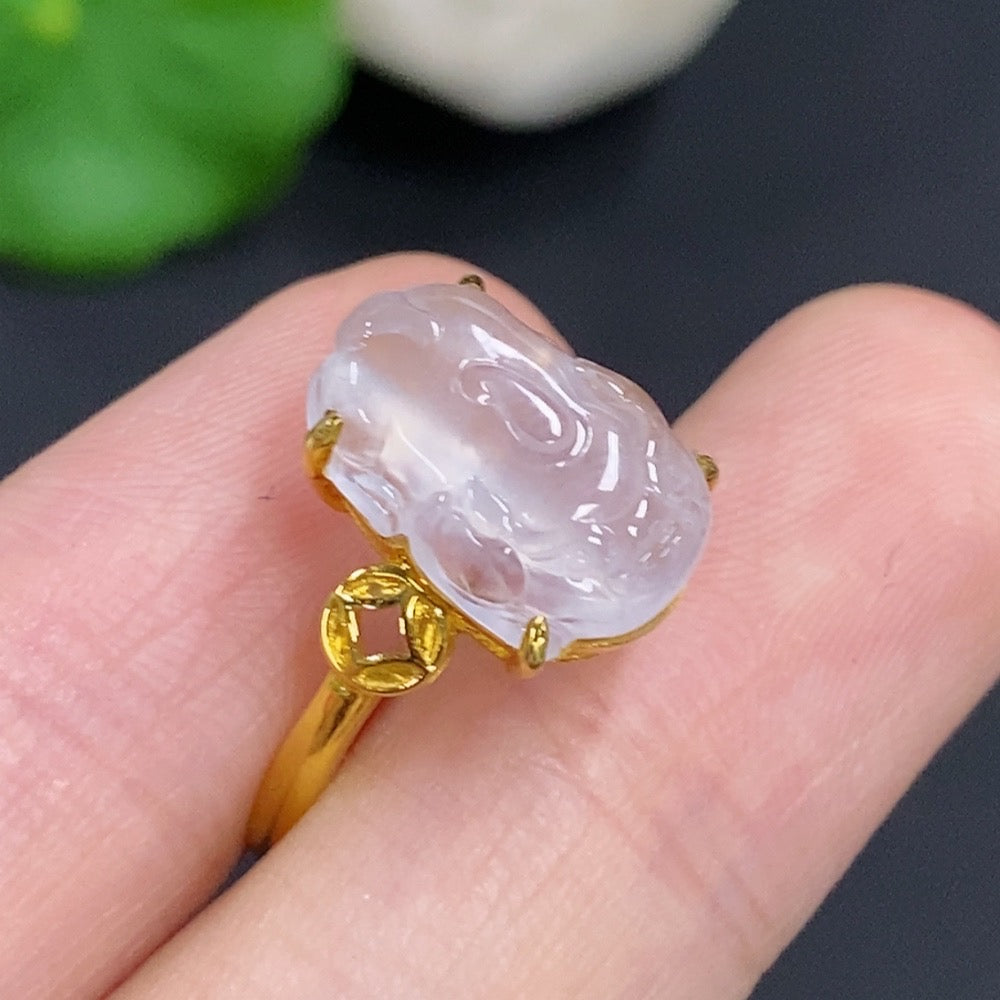 Jadeite Inlaid Ring 18K Gold