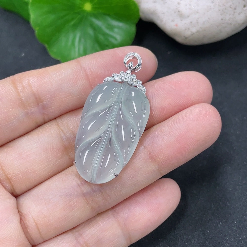 Jadeite Pendant with 18K Gold and Diamond Accents