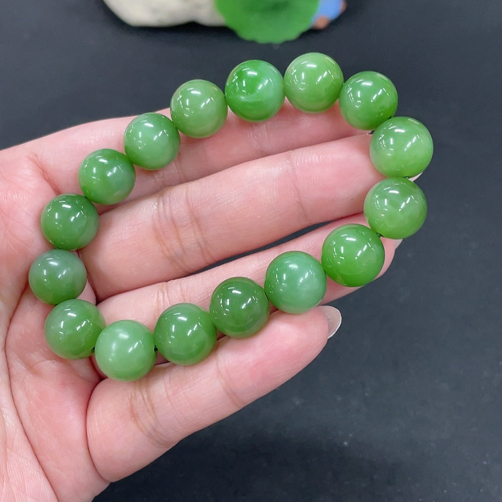 Hetian Jade Jasper Bracelet, approx. 12.2mm beads, total weight approx. 41.3g