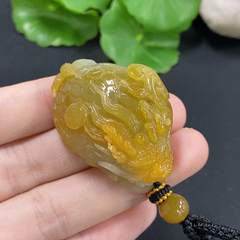 Jadeite Dragon-Turtle Pendant, color origin undetermined