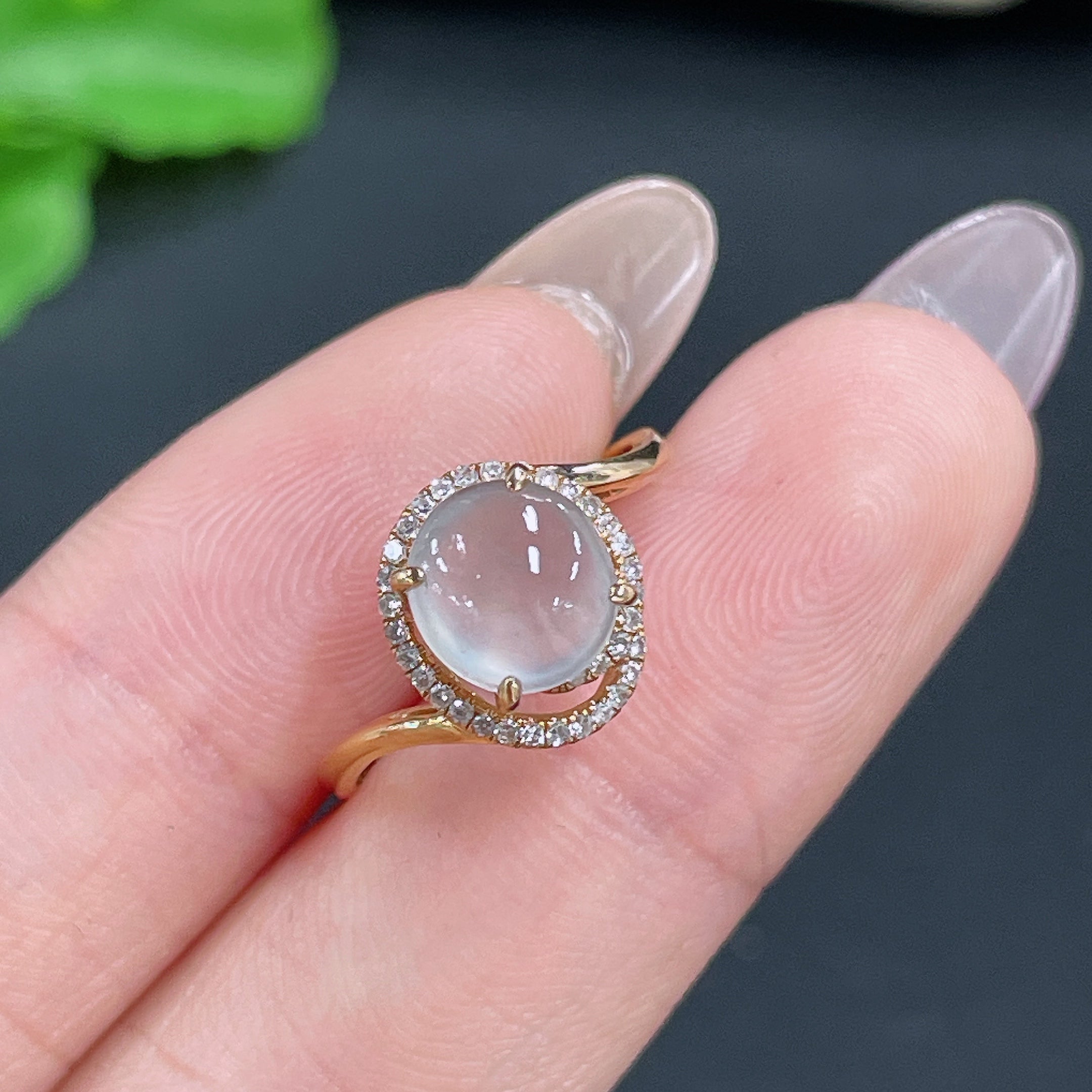 Jadeite Ring Setting with Diamond Accent, . | Huiliu Certified