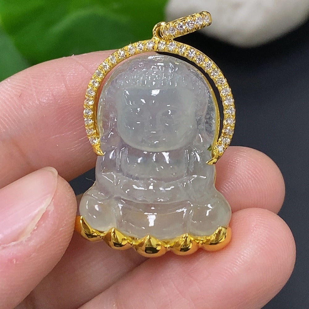 Jadeite Pendant with 18K Gold Setting, Total Weight Approx. 7.6g (Non-Diamond)