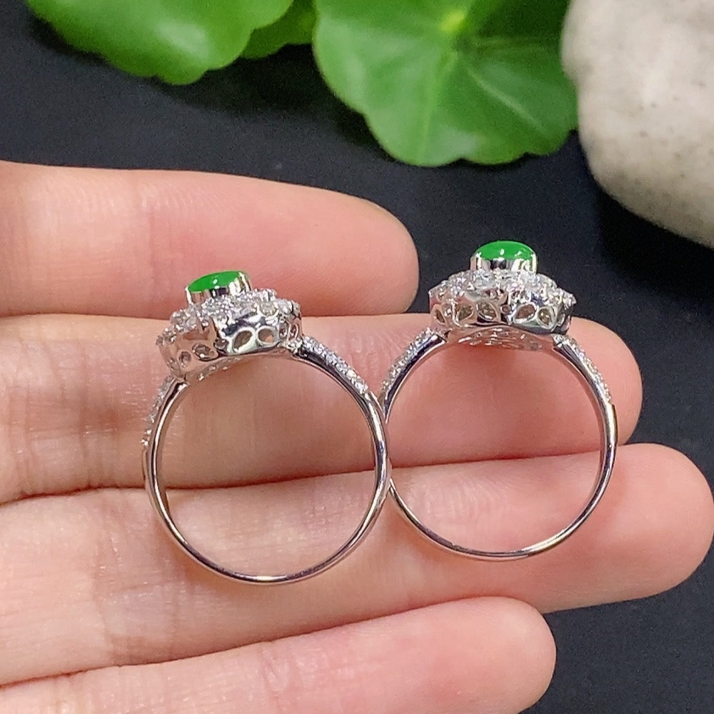 Jadeite gourd inlaid ring by HKHQ with 18k gold, diamond accents, size 14, weighing approximately 8.2g, detailed close-up.