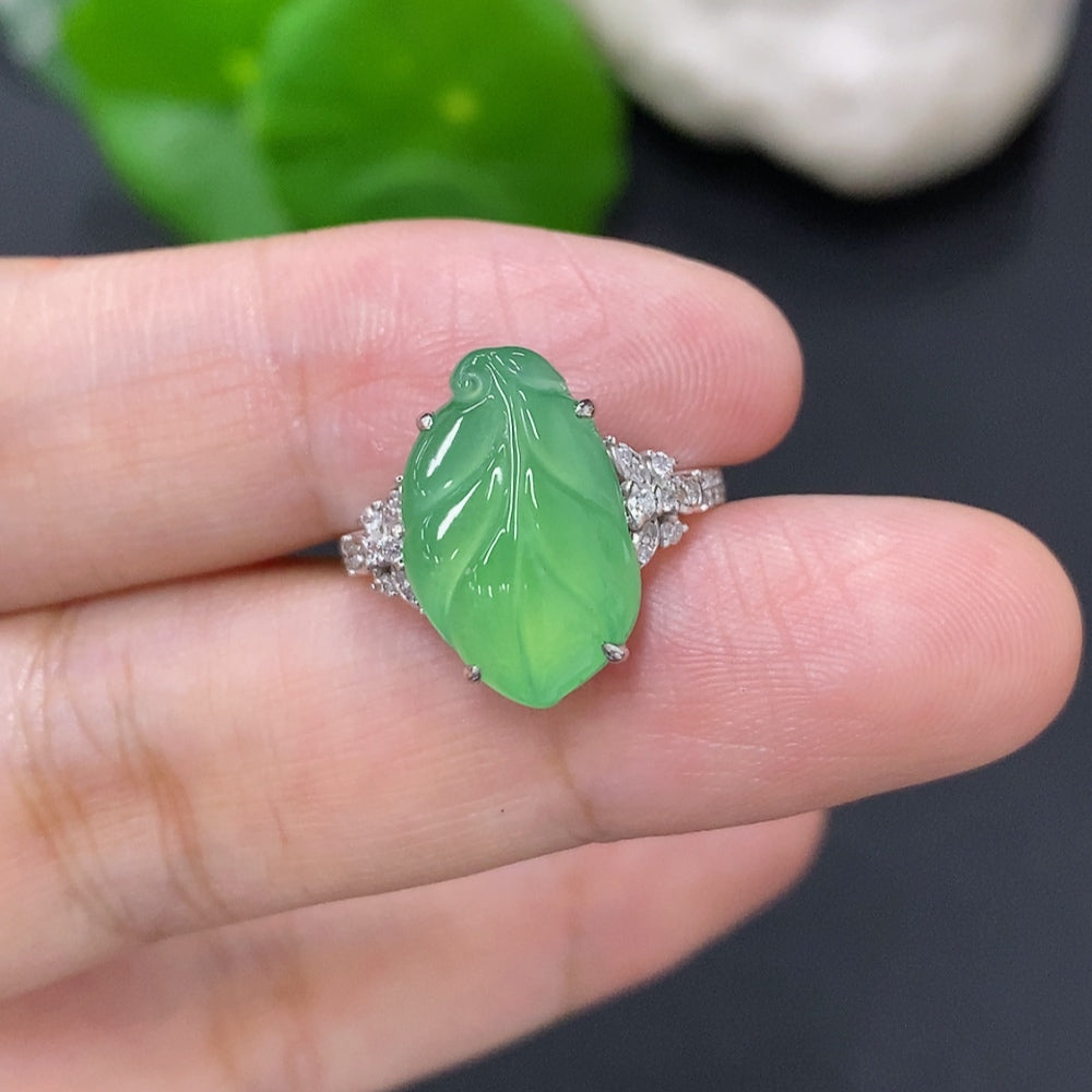 Jadeite Ring in 18K Gold (with Diamond Accents)