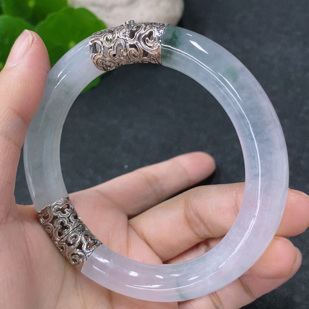 Jadeite Round Bangle 18K Gold Size 54.3 Total Weight Approx. 54.87g