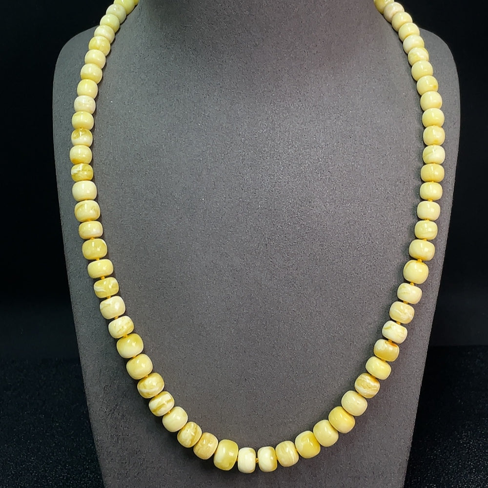 Amber Beeswax Beaded Necklace with Non-Natural Clasp, Total Weight Approx. 29.04g, Size 6.9-11.3mm