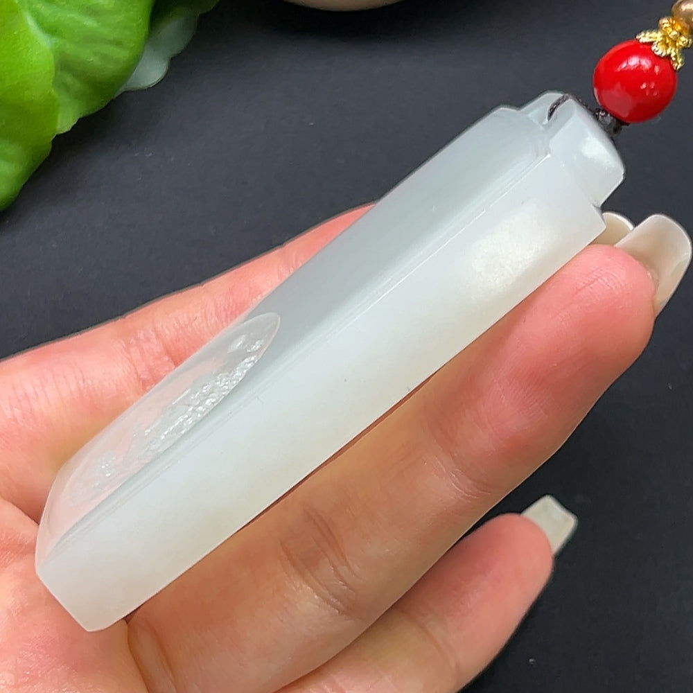 Hetian Jade Plain Pendant Total Weight Approx. 82.86g with Rope