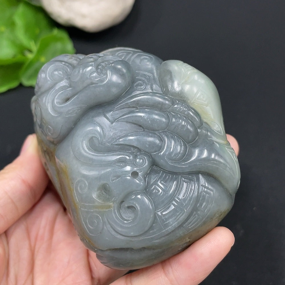 Hetian Jade Ornament Auspicious Beast Total Weight: Approx. 384.7g
