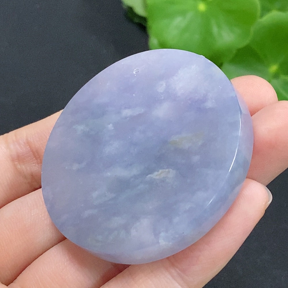 Elegant jadeite plain pendant necklace by HKHQ, showcasing a smooth, polished jadeite stone on a delicate chain.