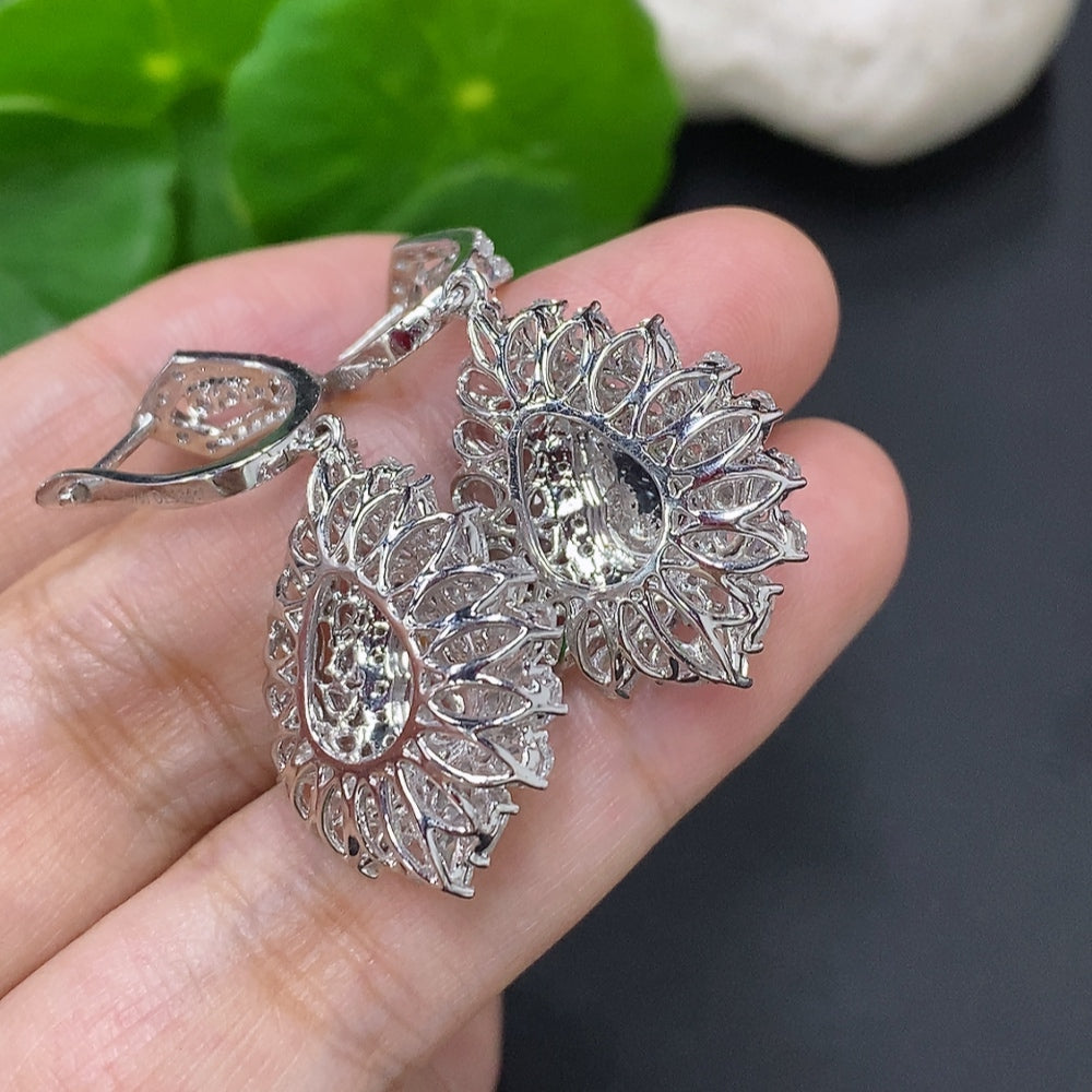 Jadeite Gourd Inlaid Earrings 18K Gold Total Weight Approx. 12.1g (with Diamond Accents)