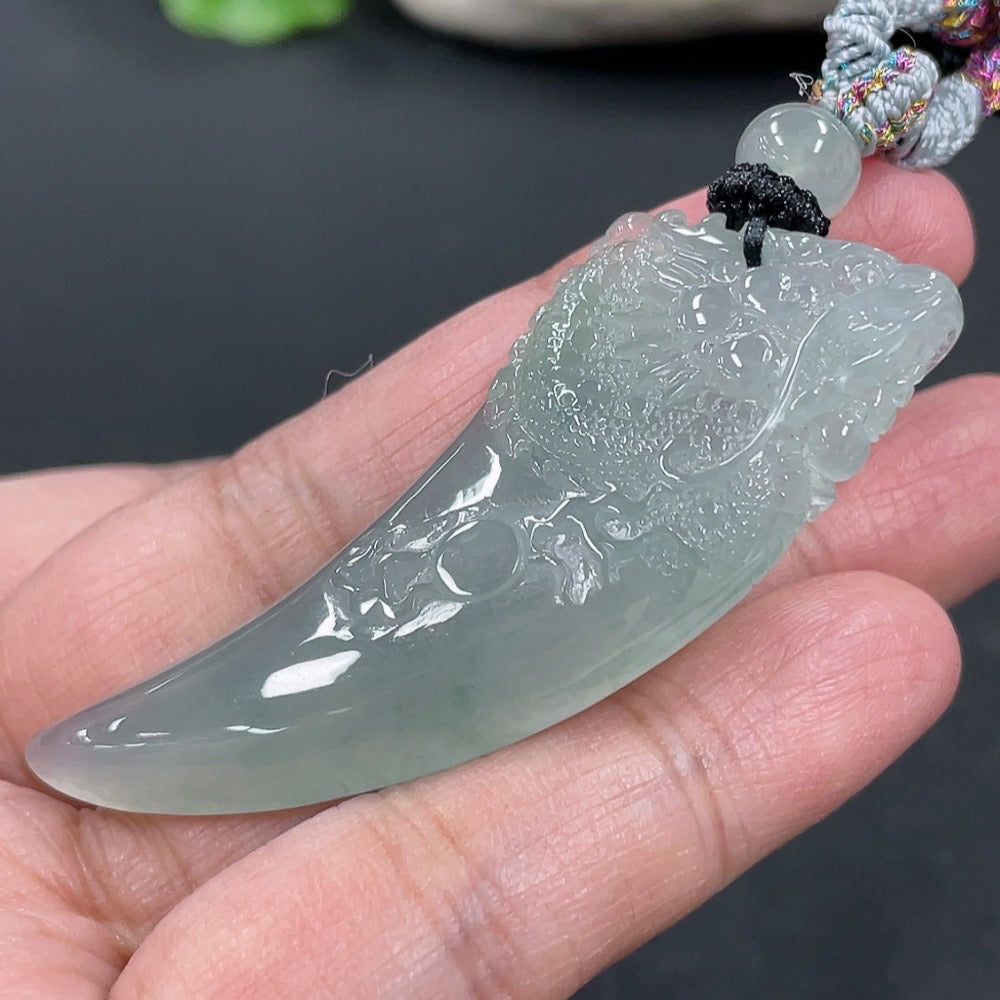 Jadeite Pendant Dragon Tooth Total Weight Approx. 15.8g with Rope