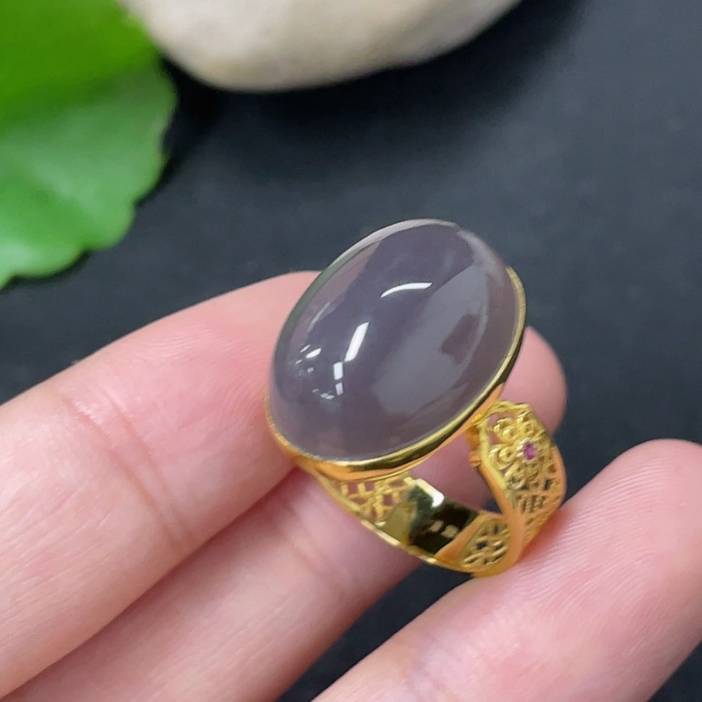Hetian Jade Inlaid Ring 18k Gold