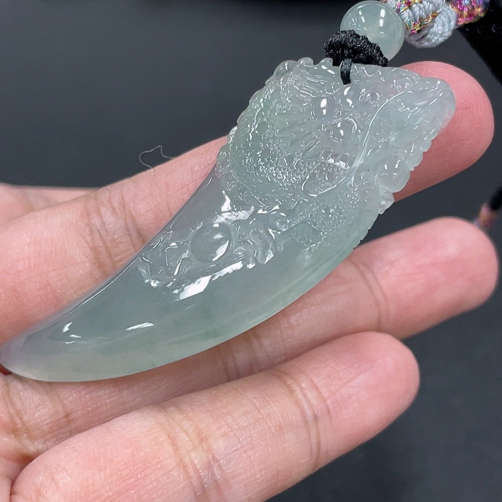 Jadeite Pendant Dragon Tooth Total Weight Approx. 15.8g with Rope