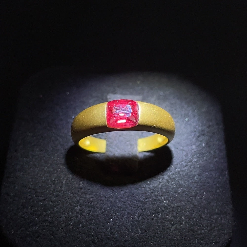 Spinel Inlaid Ring, 18K Gold, Size 14, Total Weight Approx. 2.92g