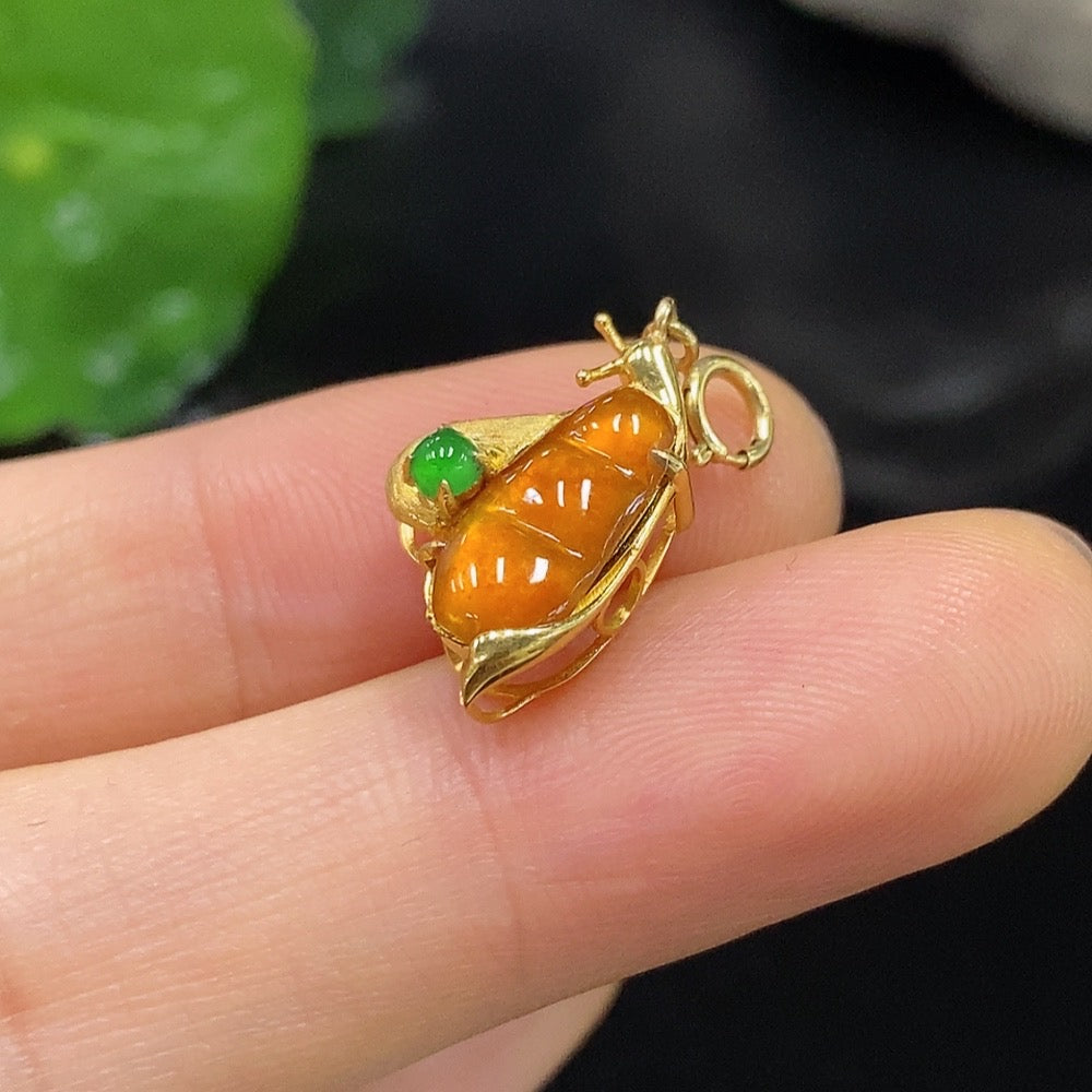 Jadeite Inlaid Pendant Total Weight Approx.1.09g 18k
