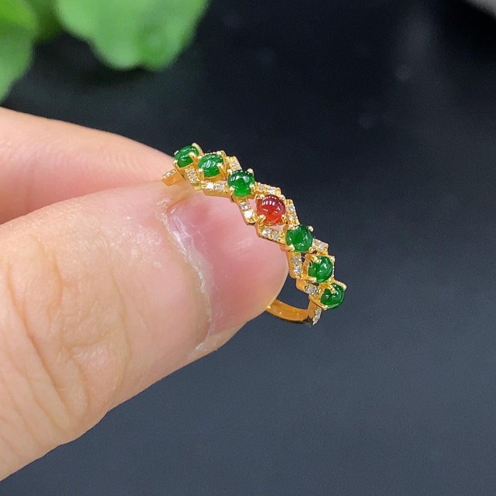 Jadeite Inlaid Ring 18k Size 13 Total Weight Approx. 1.29g Color Origin Undetermined